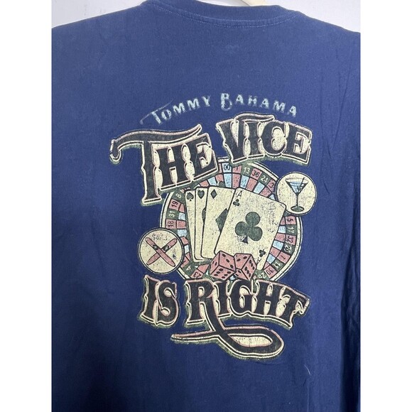 Tommy Bahama Shirt Mens Large Blue The Vice Is Right Gambling Graphic Tee - Picture 6 of 10